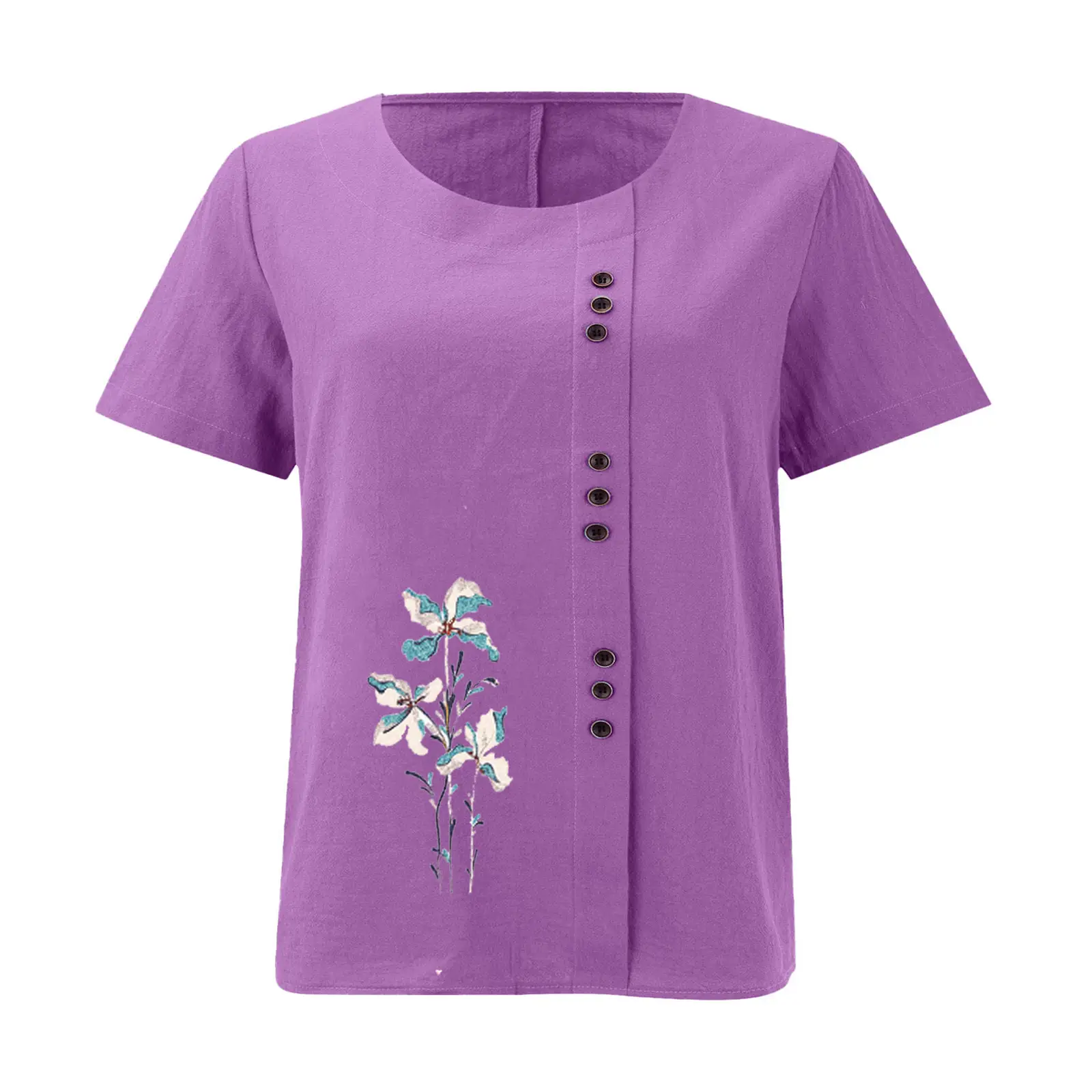 Women Yellow Floral Button Pullover T-Shirt 2025 — feature 27