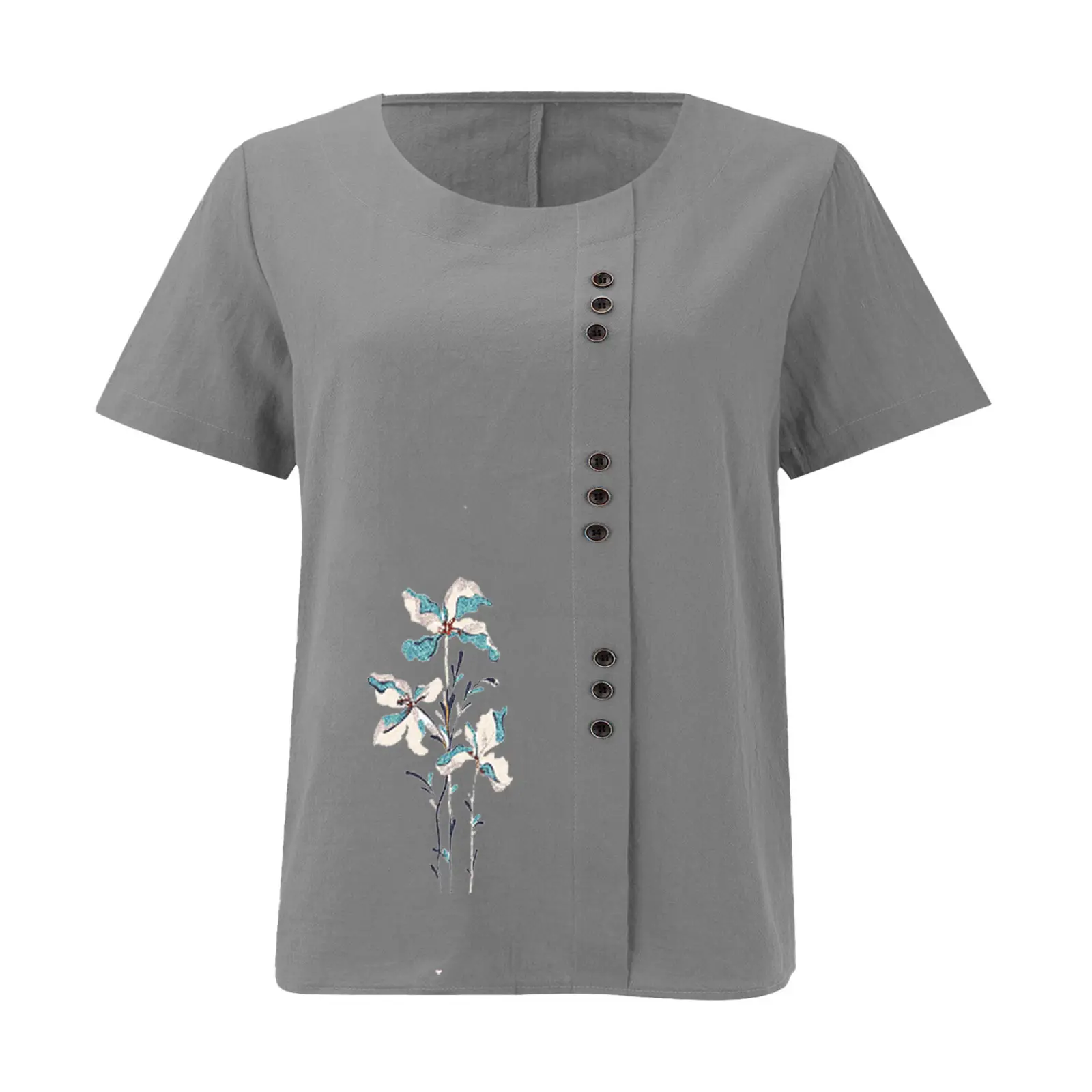 Women Yellow Floral Button Pullover T-Shirt 2025 — feature 28