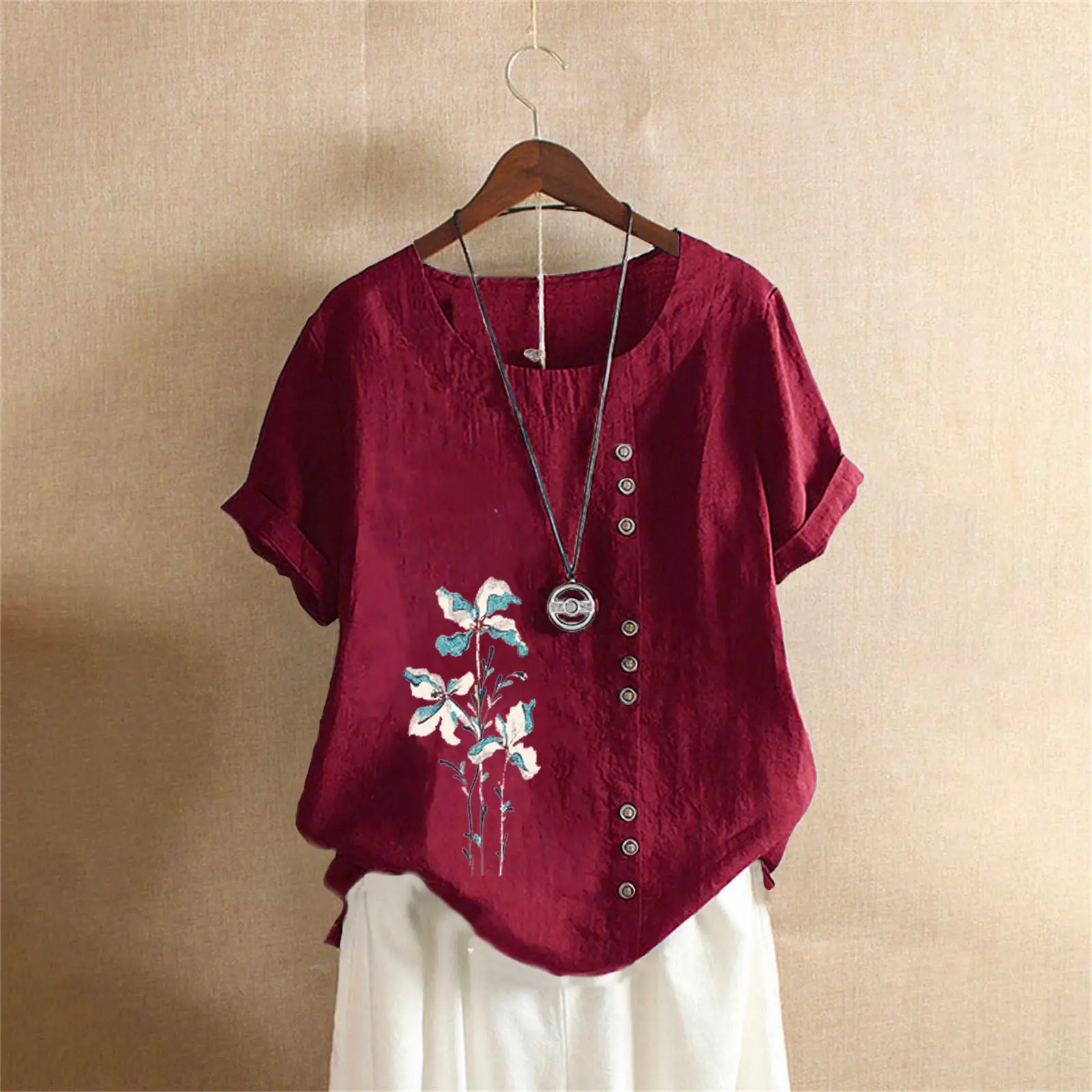 Women Yellow Floral Button Pullover T-Shirt 2025 - Image 10