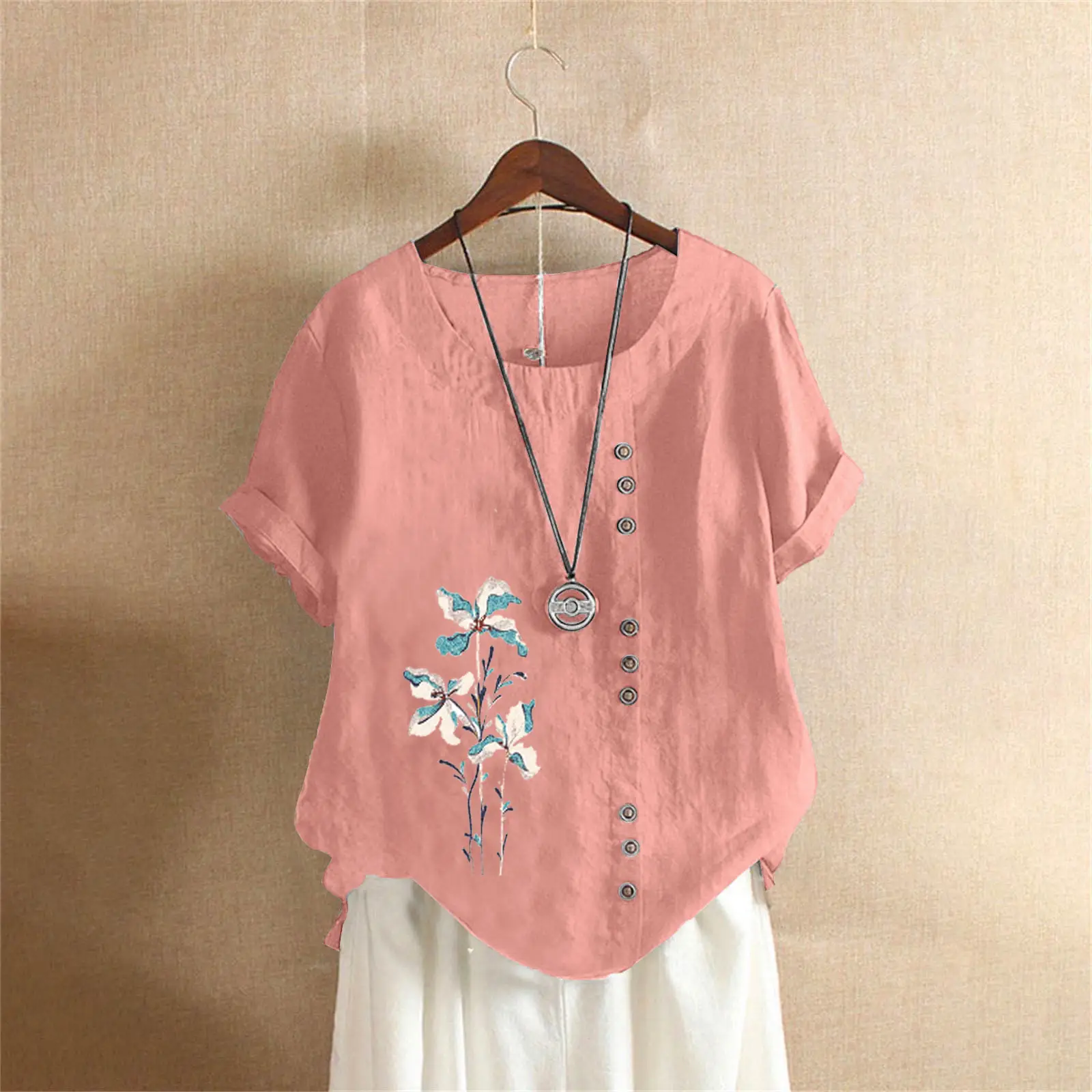 Women Yellow Floral Button Pullover T-Shirt 2025 - Image 12