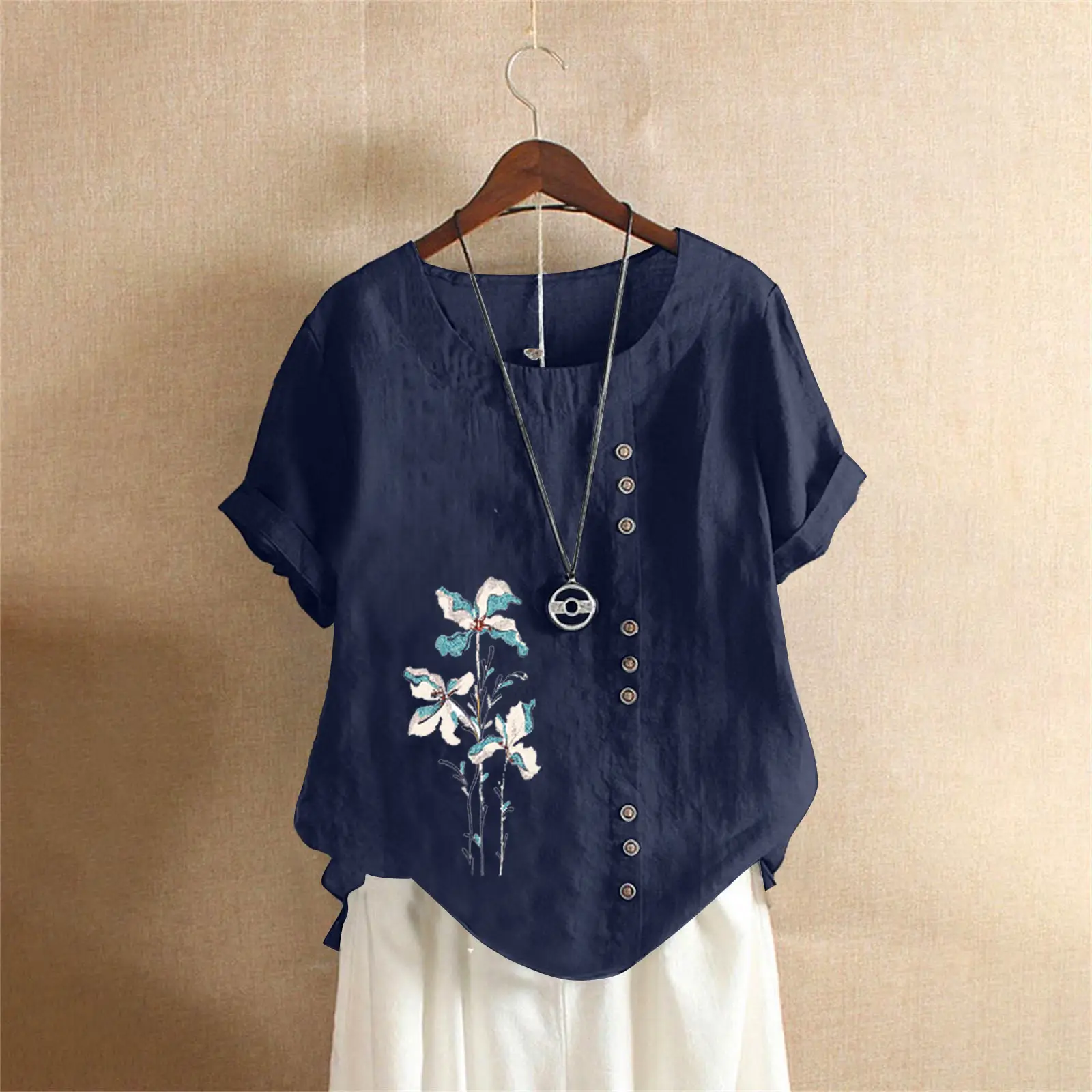 Women Yellow Floral Button Pullover T-Shirt 2025 - Image 3