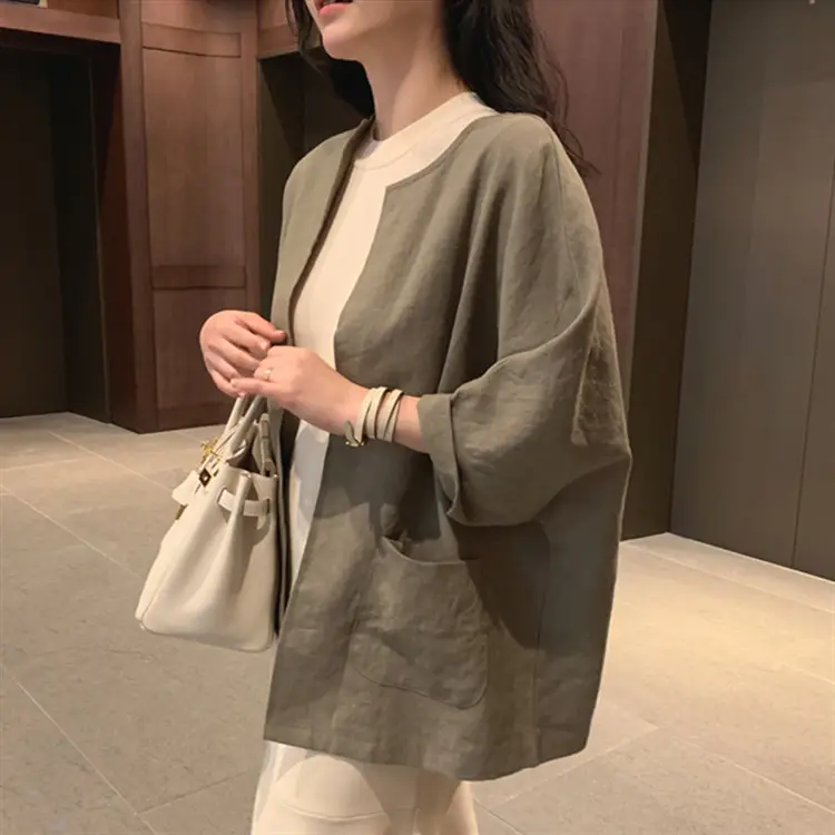 Women Loose White Cotton Linen Top 2023 Summer - Image 5