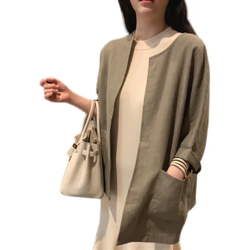 Women Loose White Cotton Linen Top 2023 Summer - Image 6