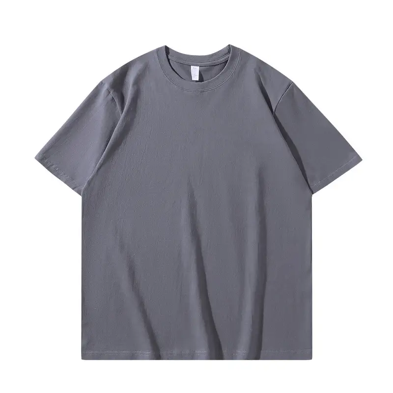 Men Grey Cotton T-Shirt 250g Round Neck - Image 12