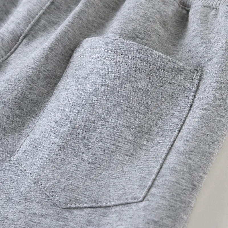 Boys Gray Hooded Summer Pants for Primary Students