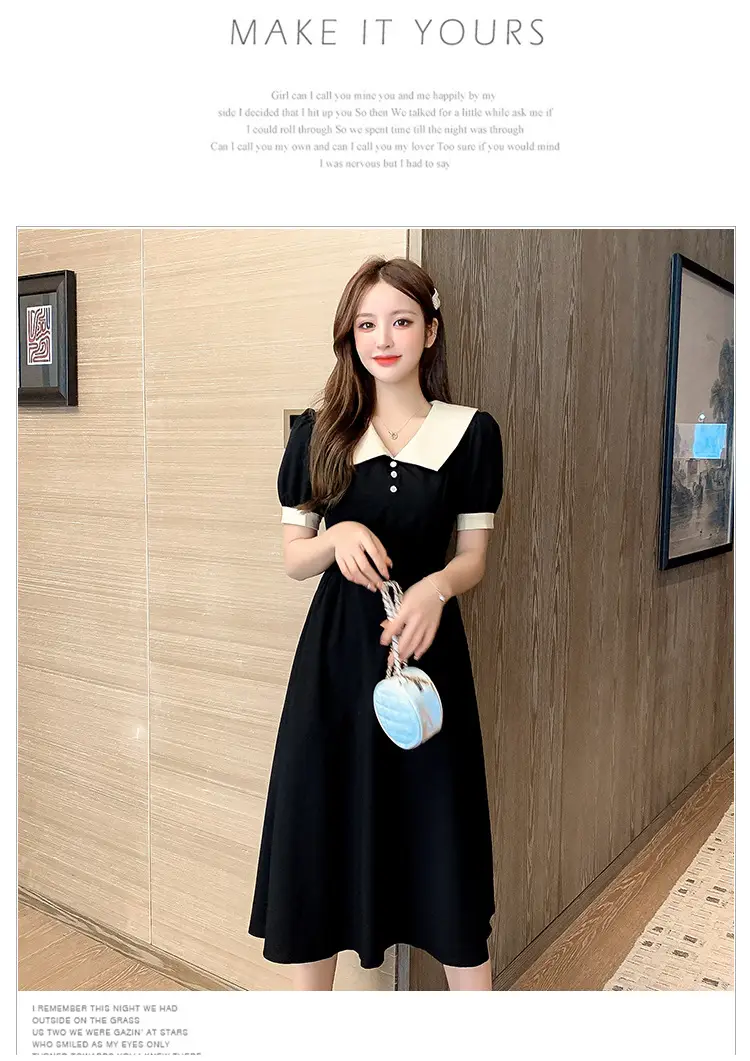 Black Belted French Retro Dress for Women — feature 15