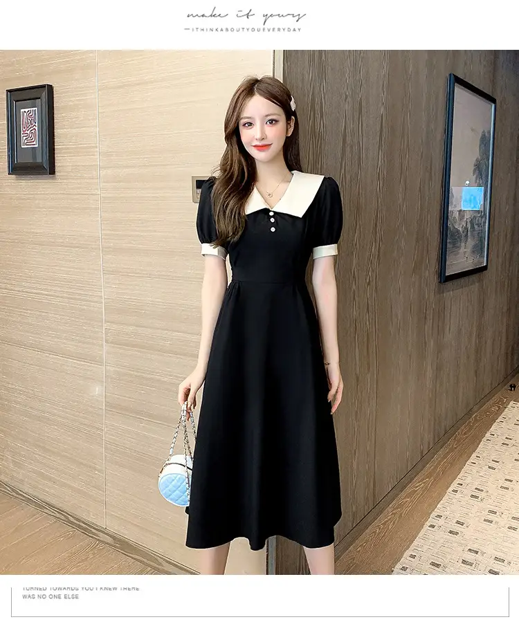 Black Belted French Retro Dress for Women — feature 16