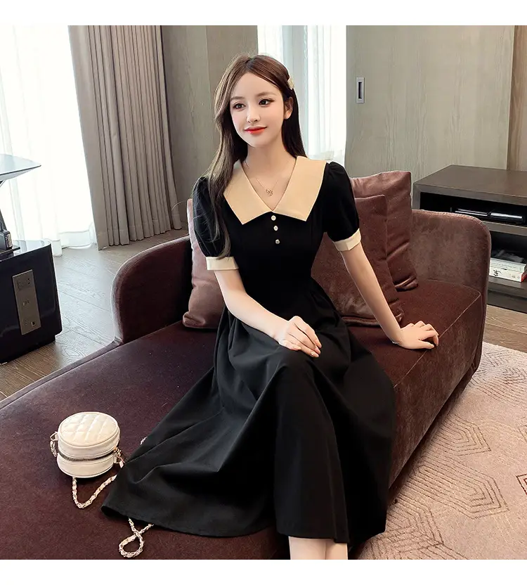 Black Belted French Retro Dress for Women — feature 20
