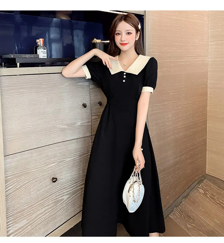 Black Belted French Retro Dress for Women — feature 21
