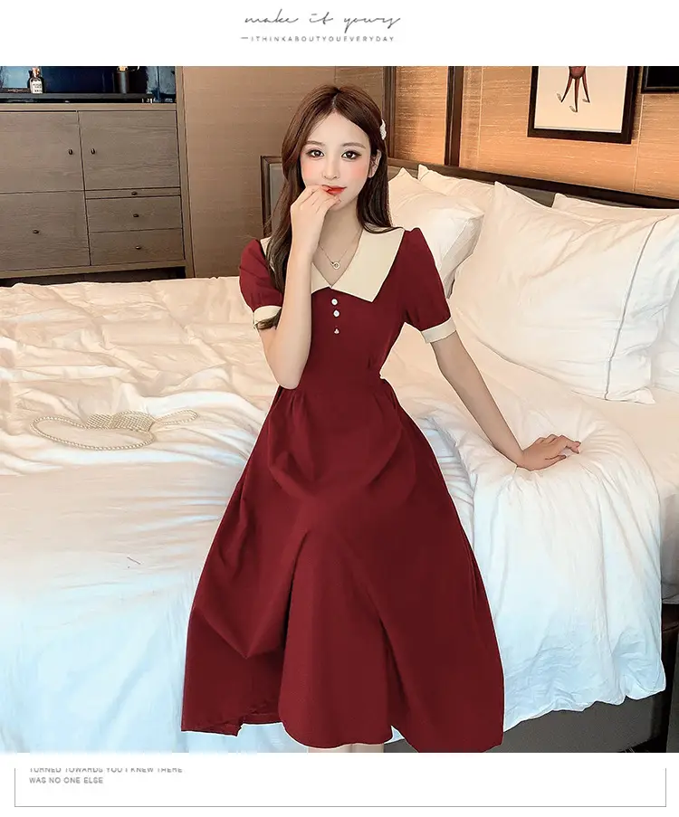 Black Belted French Retro Dress for Women — feature 22