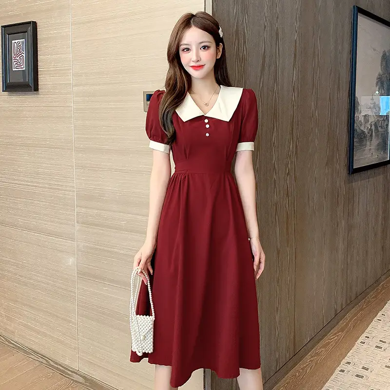 Black Belted French Retro Dress for Women — feature 4