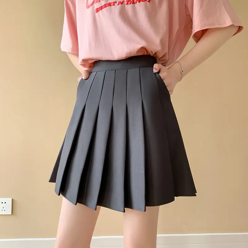 Black Pleated Skirt with Flap Pocket High Waist Summer Dress - Image 8