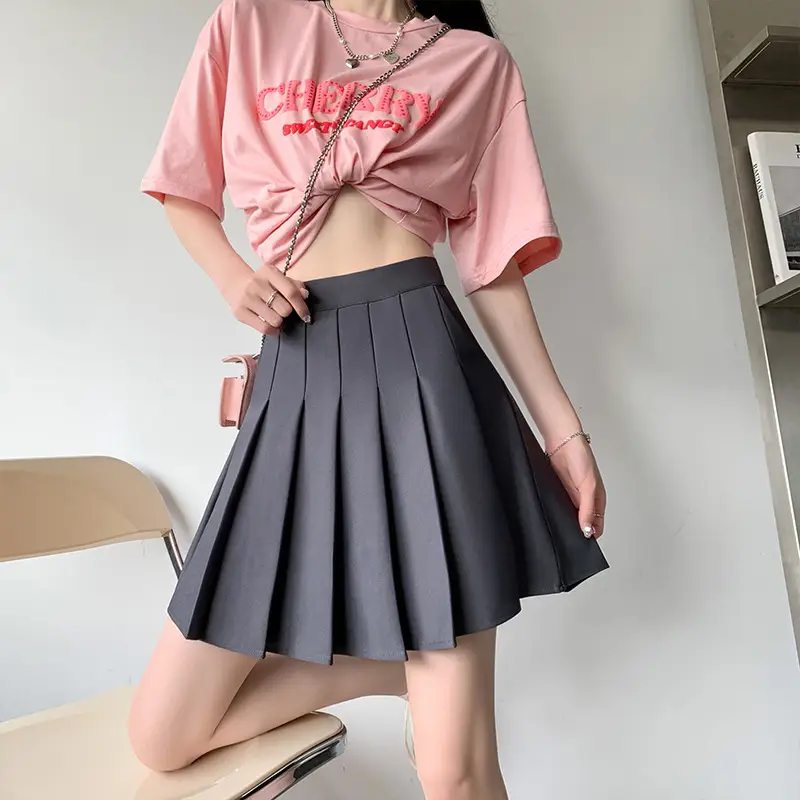 Black Pleated Skirt with Flap Pocket High Waist Summer Dress - Image 9