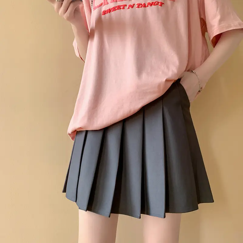 Black Pleated Skirt with Flap Pocket High Waist Summer Dress - Image 2