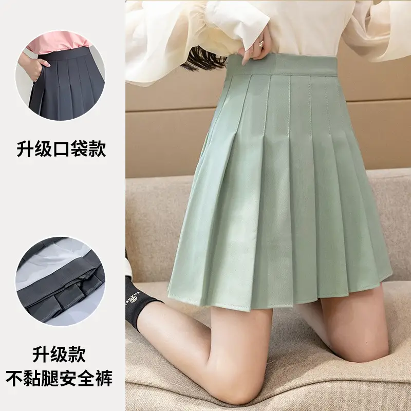 Black Pleated Skirt with Flap Pocket High Waist Summer Dress - Image 6