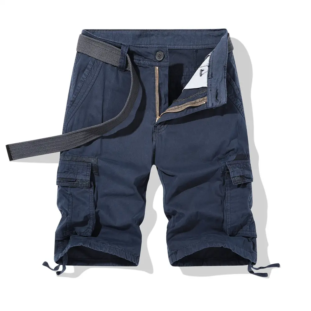 Men Navy Blue 2025 Cargo Shorts Wash Cotton Multi-Flap Pocket - Image 10