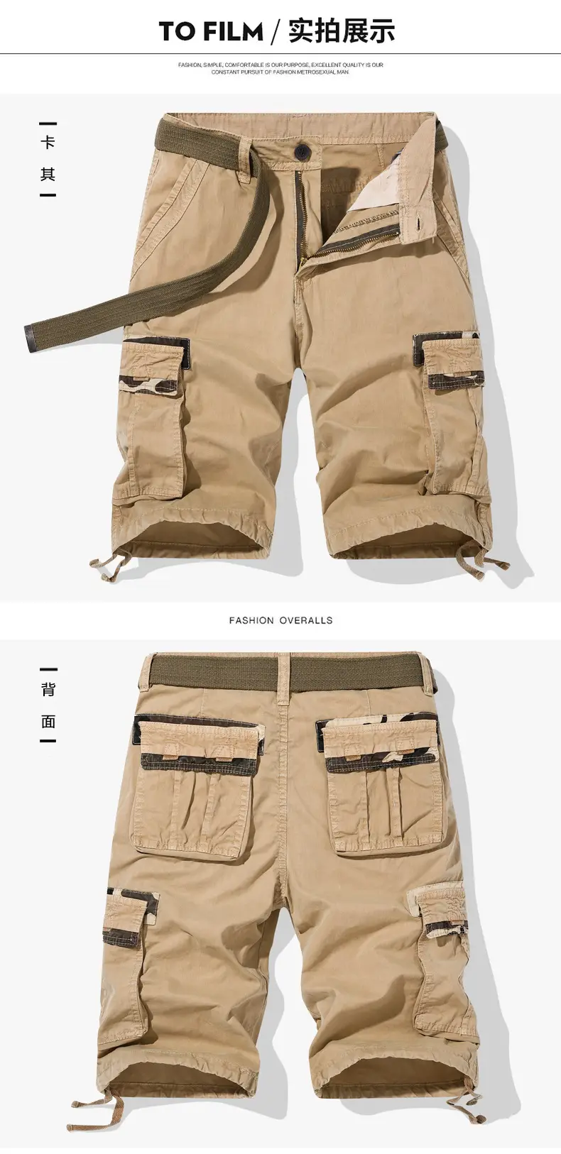 Men Navy Blue 2025 Cargo Shorts Wash Cotton Multi-Flap Pocket — feature 12