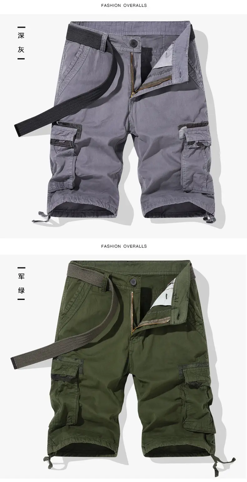 Men Navy Blue 2025 Cargo Shorts Wash Cotton Multi-Flap Pocket — feature 13