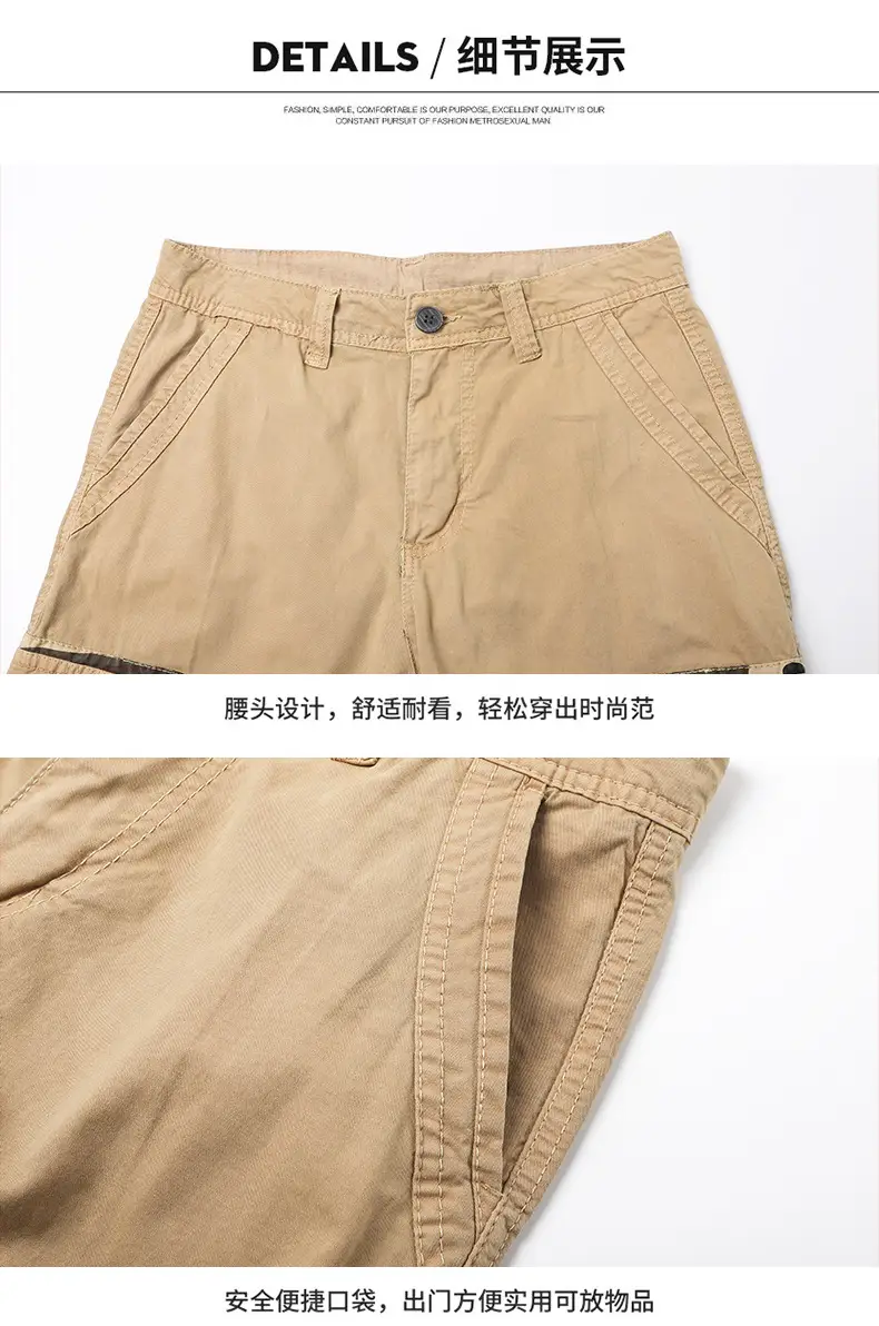 Men Navy Blue 2025 Cargo Shorts Wash Cotton Multi-Flap Pocket — feature 15