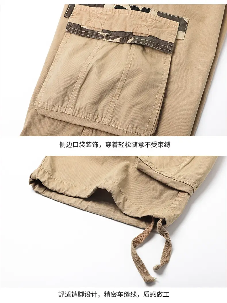 Men Navy Blue 2025 Cargo Shorts Wash Cotton Multi-Flap Pocket — feature 16