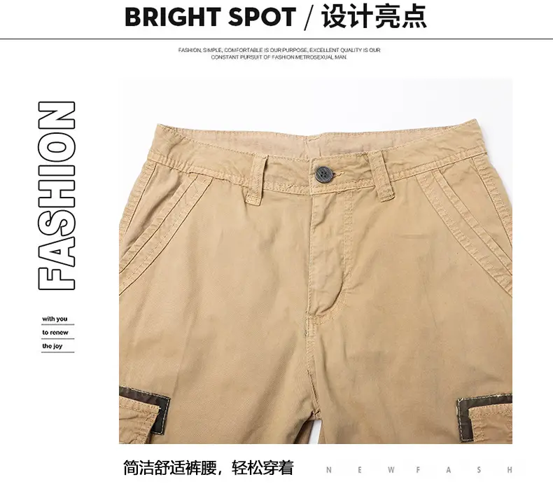 Men Navy Blue 2025 Cargo Shorts Wash Cotton Multi-Flap Pocket — feature 8
