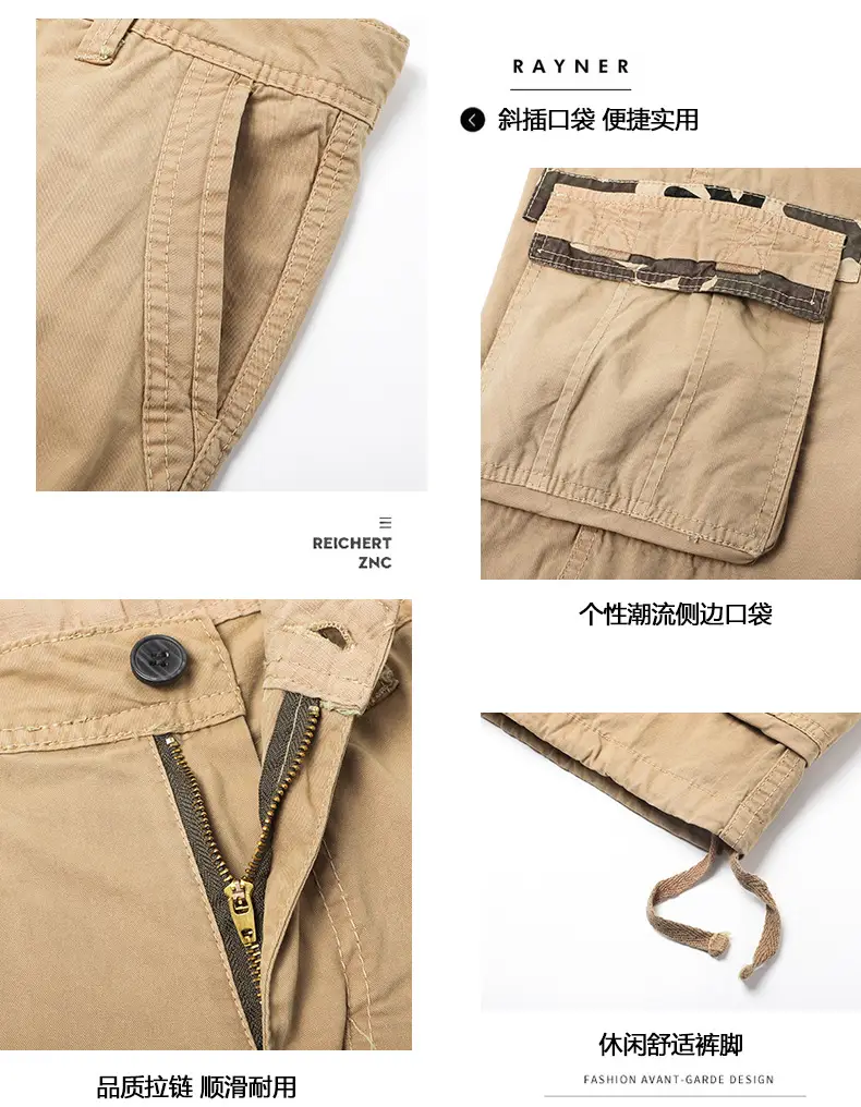 Men Navy Blue 2025 Cargo Shorts Wash Cotton Multi-Flap Pocket — feature 9
