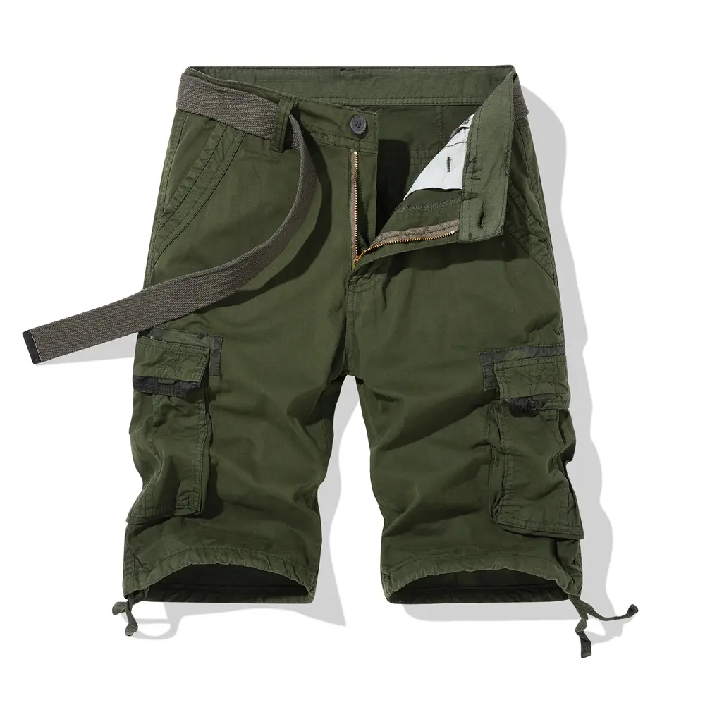 Men Navy Blue 2025 Cargo Shorts Wash Cotton Multi-Flap Pocket - Image 2