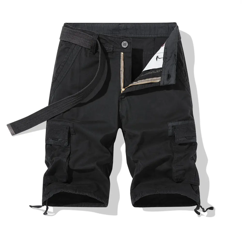 Men Navy Blue 2025 Cargo Shorts Wash Cotton Multi-Flap Pocket - Image 3