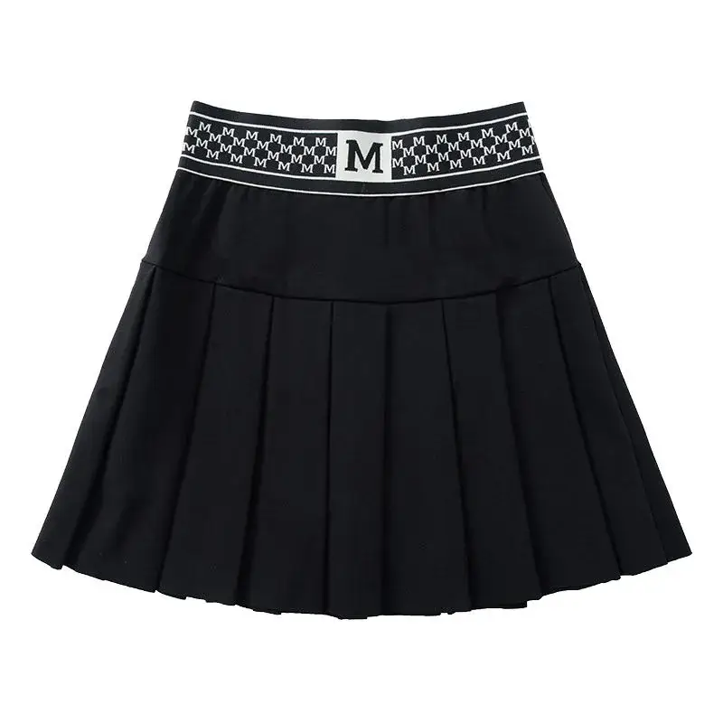 Black Pleated Skirt Women High Waist Slimming