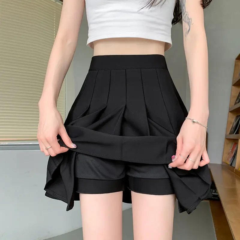 Women Pleated Skirt Black Summer 2026 Slimming College Style - Image 31