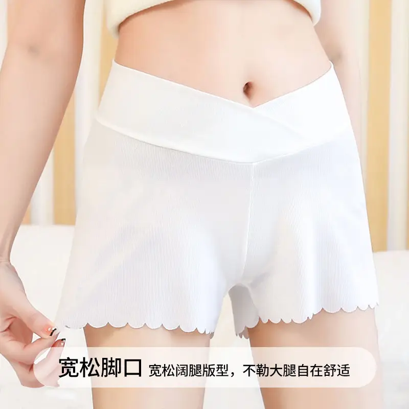 White Thin Waist Shorts for Pregnant Women Large Size - Image 8