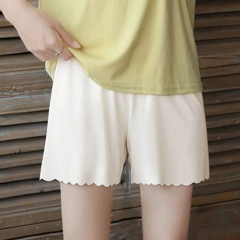 White Thin Waist Shorts for Pregnant Women Large Size - Image 9