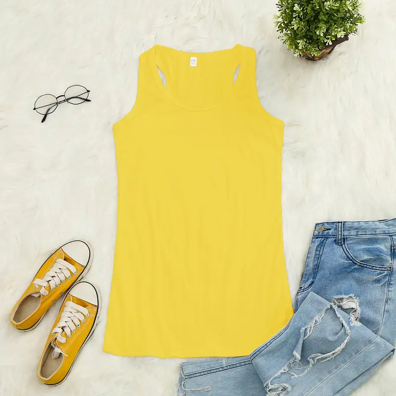 Women's I-Shape V-Neck Vest Grey Summer Top - Image 3