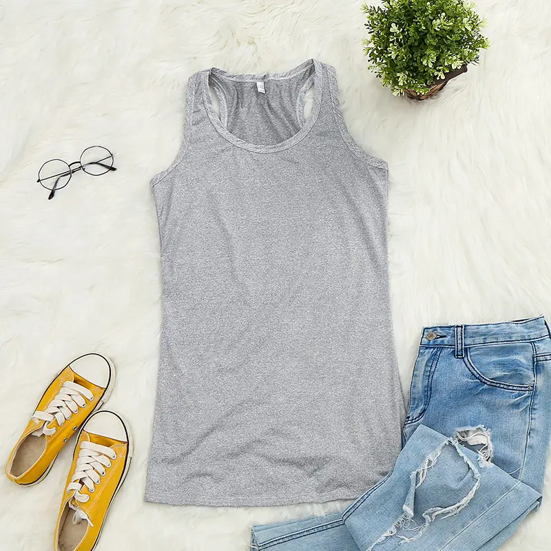 Women's I-Shape V-Neck Vest Grey Summer Top - Image 5