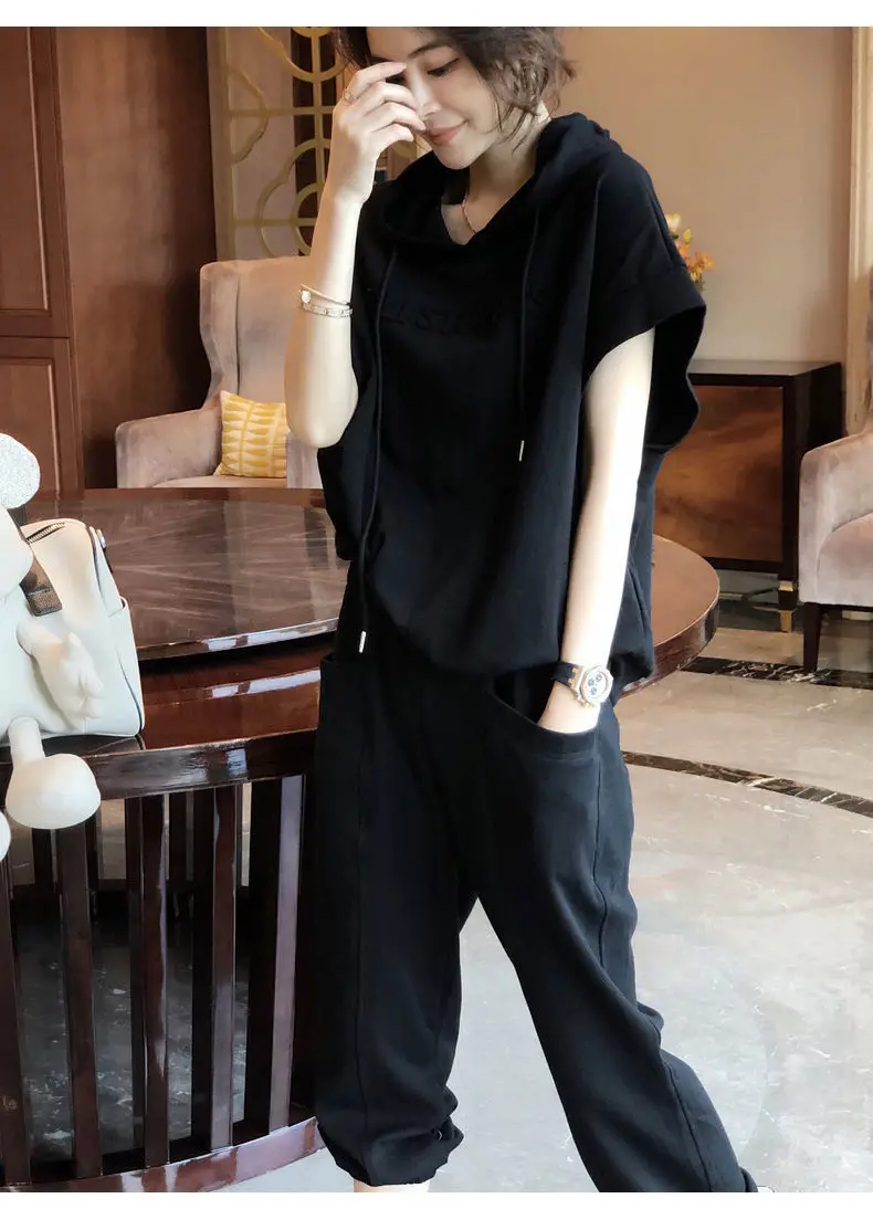 Women Grey Hooded Sweatshirt Set Large Casual Pants — feature 10