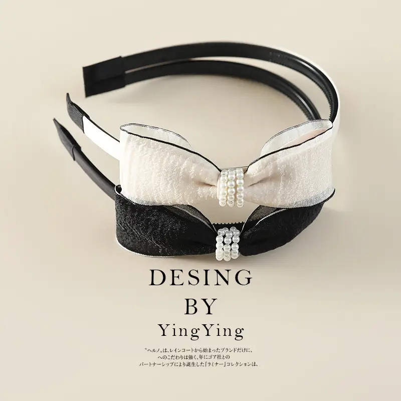 Black Pearl Bow Hairband for Women Wholesale - Image 4