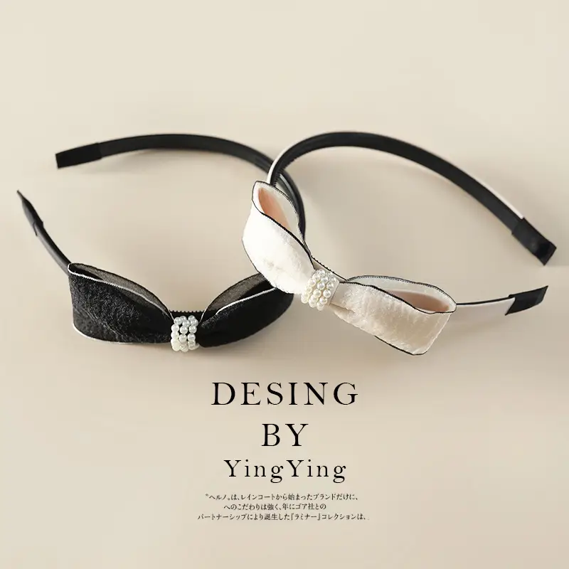 Black Pearl Bow Hairband for Women Wholesale - Image 5