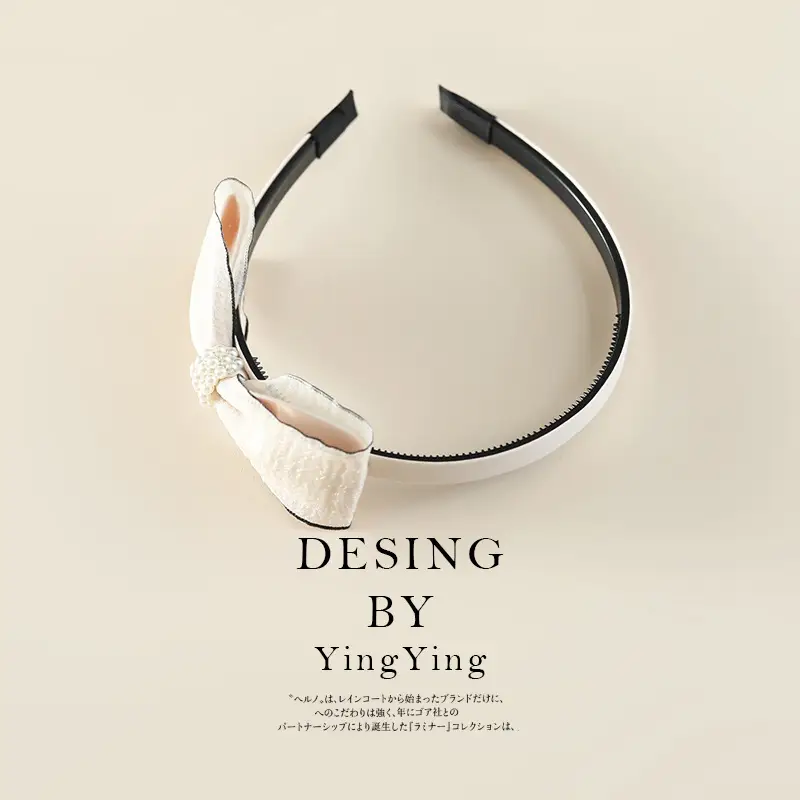 Black Pearl Bow Hairband for Women Wholesale - Image 2