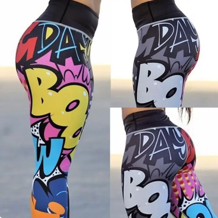 Women's Monster Printed Slim Fit Yoga Pants CM5183