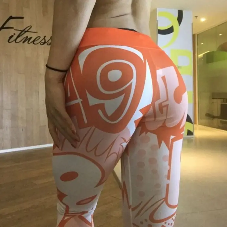 Women's Monster Printed Slim Fit Yoga Pants CM5183
