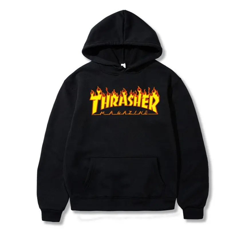 Men Yellow Thrasher Hoodie Sweatshirt Large