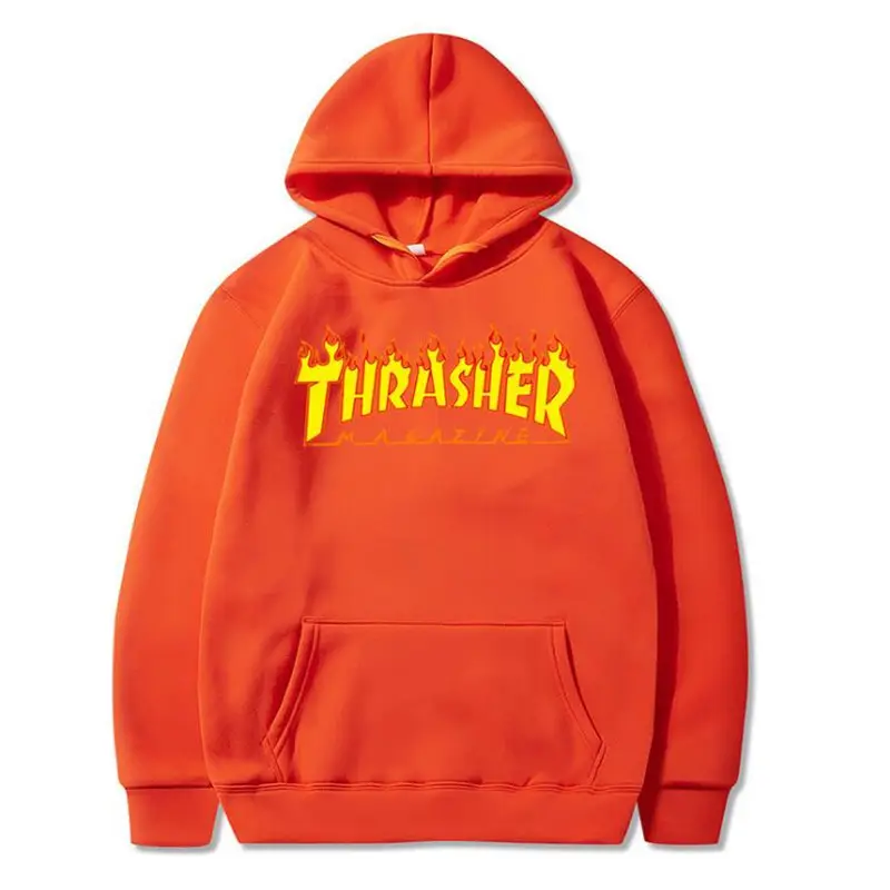 Men Yellow Thrasher Hoodie Sweatshirt Large