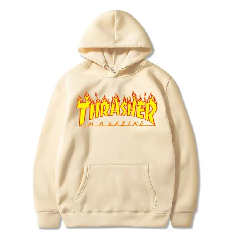 Men Yellow Thrasher Hoodie Sweatshirt Large