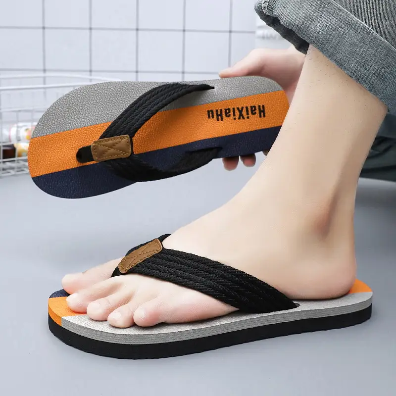 Men's Black Gray Strap Sandals Indoor Outdoor Non-Slip