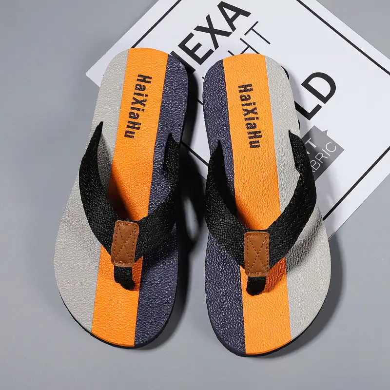 Men's Black Gray Strap Sandals Indoor Outdoor Non-Slip