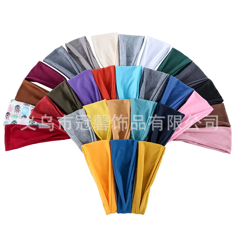 New European and American Solid Color Sports Yoga Hair Band Sweat Absorbing Band for Men and Women Running Fitness Headband Elastic Hair Band Tape - Image 51