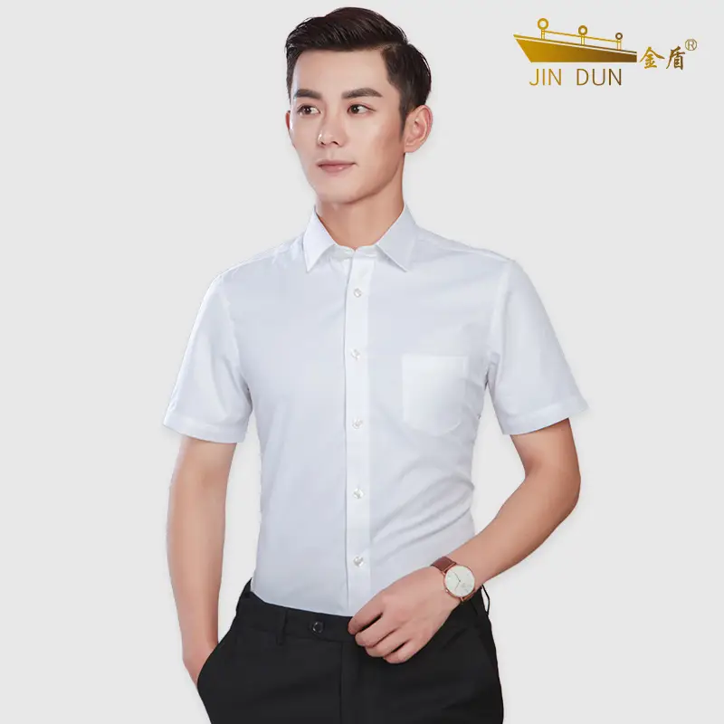 Jindun Men White Business Shirt with Logo Embroidery - Image 16