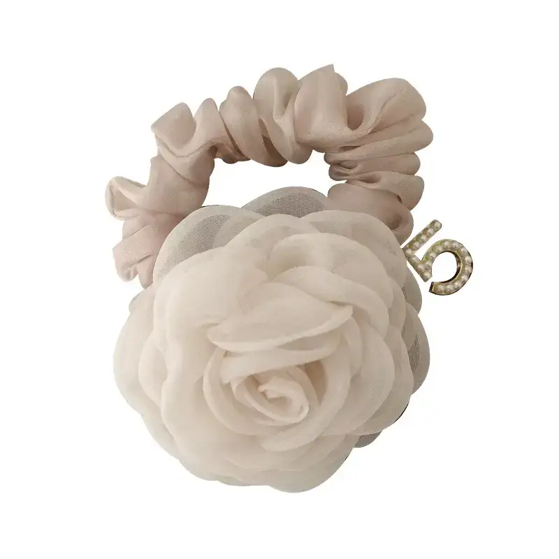 Korean Camellia Hair Band with Ring & Rose Decor - Image 5