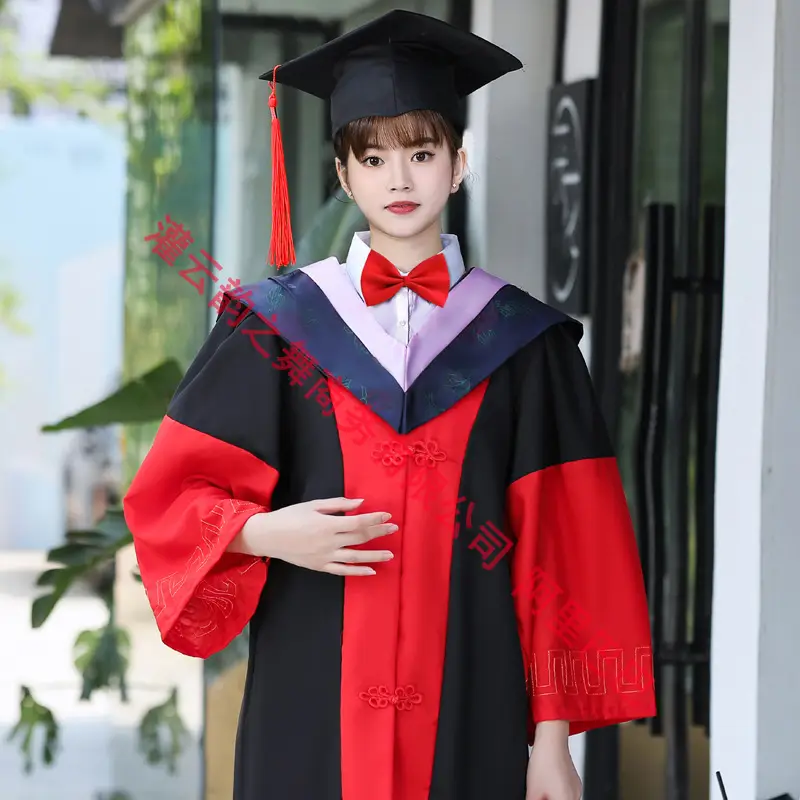 Graduation Gown Red Black Doctor's Dress - Image 8