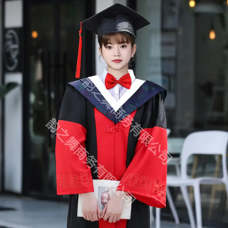 Graduation Gown Red Black Doctor's Dress - Image 2